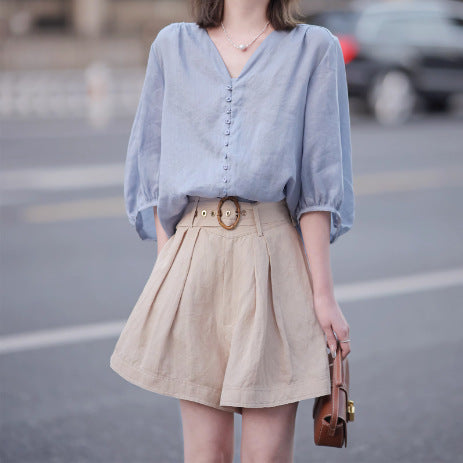 Loose And Comfortable Yellow Shirt For Women