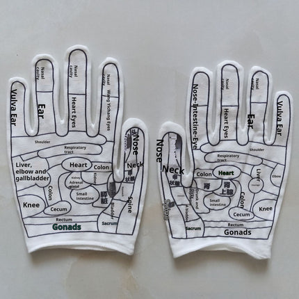 Cotton Human Meridian Acupoint Diagram Massage Gloves