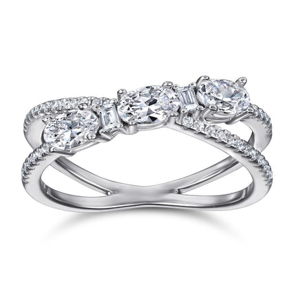 Ringe 925 Silwer Draaiende Kruis Denier Sirkoon Ring Vroue Trou Verloofring