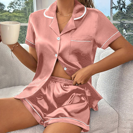 Casual Pajamas Women's Artificial Silk Soft Double Short Lapel