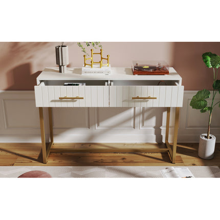 Slaapkamerkaptafel met 2 Laaie 75 Cm Hoog, Laaikas Slaapkamer Hoëkas Wit Sykaste Laaikas Vir Slaapkamer, Wit H76.5 B100 D45 Cm