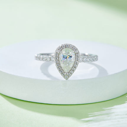 Peer-vormige Moissanite-stel Met Topgehalte Moissanite Luukse En Modieuse Ligte Luukse Juweliersware Silwerring S925 Silwer Elektroplateer Met Platinum