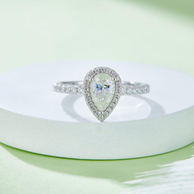 Peer-vormige Moissanite-stel Met Topgehalte Moissanite Luukse En Modieuse Ligte Luukse Juweliersware Silwerring S925 Silwer Elektroplateer Met Platinum