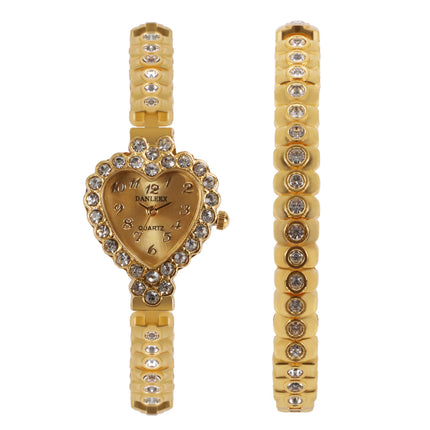 Mode Verpersoonlikte Diamant Dameshorlosie Hartvormige Strass