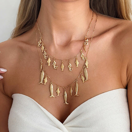 Oseaanstyl Instagram-gereed metaal klein vis hangertjie ketting