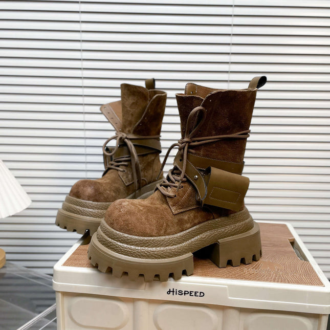 Suede Diksool Martin Stewels Vir Vroue Herfs En Winter Nuwe Mode