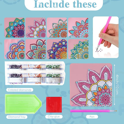 8 Stuks PU Leer Handgemaakte Vasplak Kristalle Mandala Hoekmerk