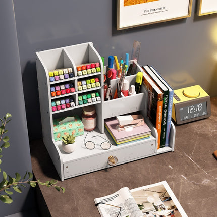 Multi Functional High Capacity Storage Box With A Slanted Pen Holder