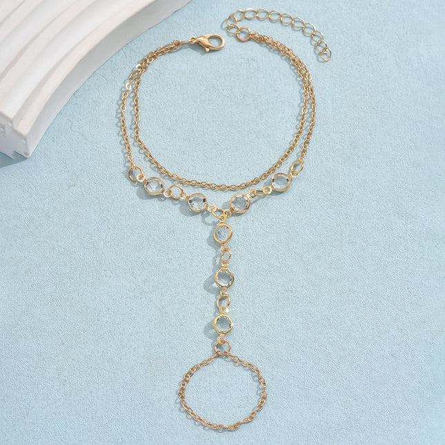 Europese En Amerikaanse Mode Minimalistiese Armbandring Kristal Luukse Mou-tipe Armband Grensoorskrydende Warmverkoper Juweliersware