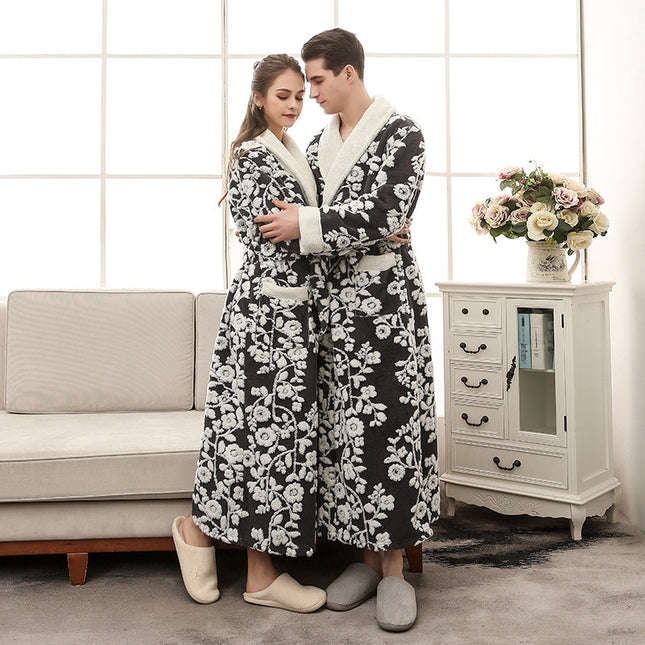 Jacquard Double Layer Thickened Flannel Nightgown