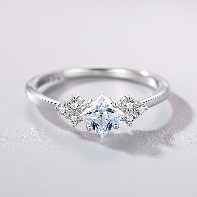 S925 Silwer Ring Vroulike Japannese En Koreaanse Eenvoudige Lig Luukse Sirkoon