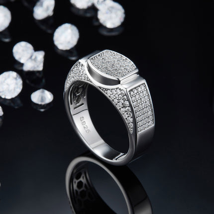 Mans se Luukse En Modieuse Ligte Luukse Juweliersware Silwer Ring S925 Silwer-geplateerde Platinum Versier Met Topgehalte Moissanite