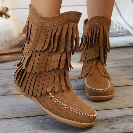 Plus Size Retro Tassel Mid-calf Hak Martin Stewels