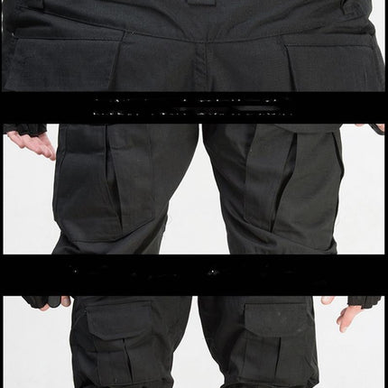 Black Python Pattern Tactical Training Pants With Knee Pads Camouflage Army Camouflage Overalls