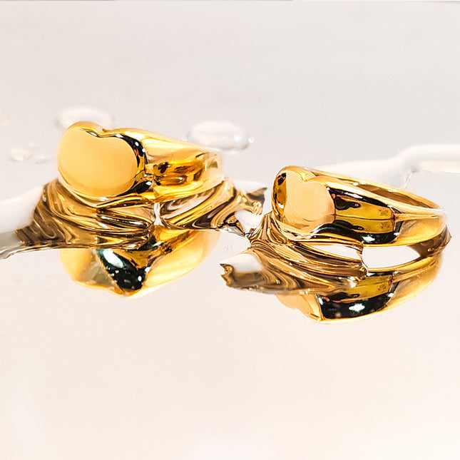Loving-Heart 18K Vergulde Vlekvrye Staal Ring Vir Vroue