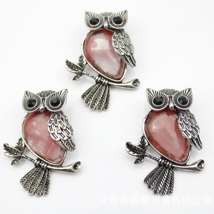 DIY Alloy Owl Brooch Jewelry With Crystals
