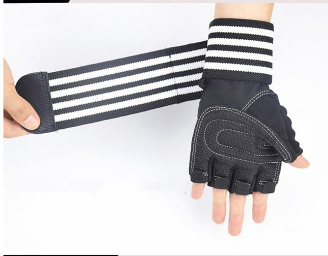 Ribbon Compression Wristband Sports Non-slip Half-finger Gloves
