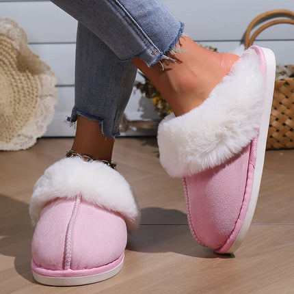 Cotton Slippers Autumn And Winter Fleece-lined Home Fur Toe Cap