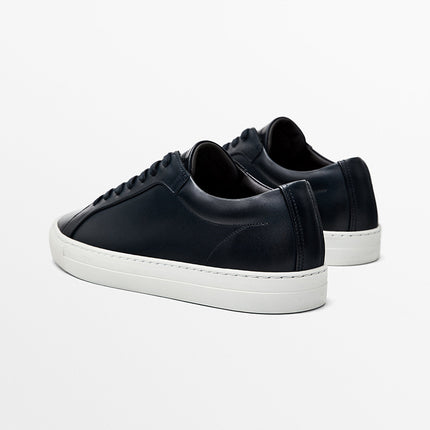 Simple Lace Sports Leather Lace-up Flat Bottom Casual Sneakers