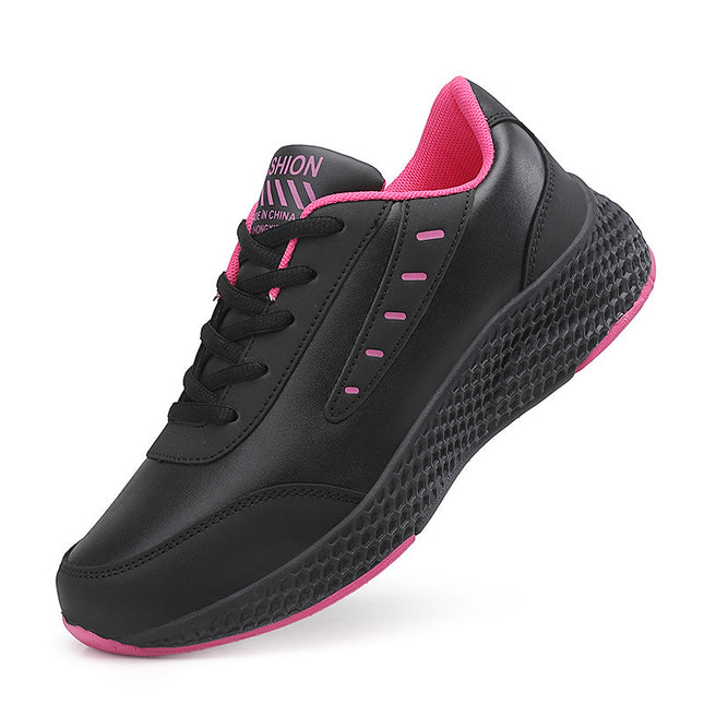 Leer Vroue Se Informele Sneaker Ronde Neus Plat Hak Vroue Se Hardloopskoene