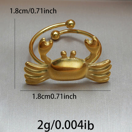 Lxalry 18K Gold Plated Stainless Steel Crab Design Mirror Polish Ring  Hypoallergenic Skin Safe Jewelry With Sphere Accents  Handmade Luxury Gift  Decorative Sculpture For Bold Fashion