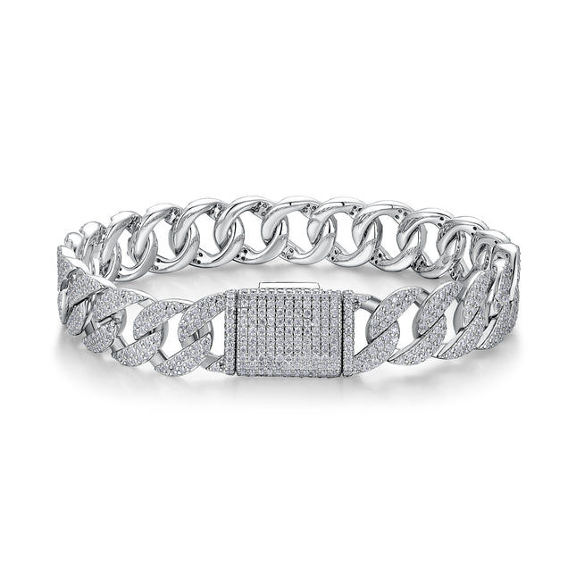 Versier Met Topgehalte Moissanite, Is Hierdie Luukse En Modieuse Ligte Luukse Juweliersware Silwer Armband Gemaak Van S925 Silwer Geëlektroplateer Met Platinum