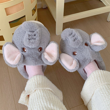 Creative Three-dimensional Elephant Winter Cotton Slippers Female Plush Warm