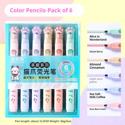 Spotprentkat se Poot Fluorescerende Pen Sesstuk