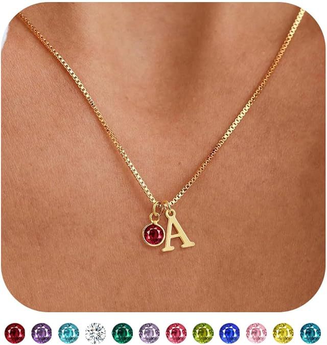Vroue se Voorletters Geboortesteen Ketting Mode