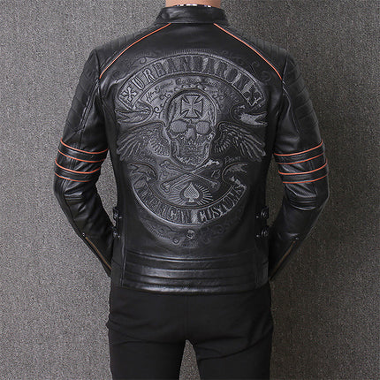 Harley Regte Leer Klere Mans Motorfiets Ry Motorfiets Klere Slank Pas