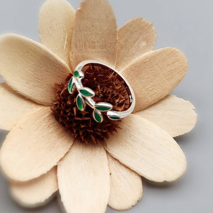 Vroue Modieuse Eenvoudige Groen Blaarring