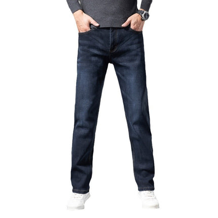 Fleece-lined Men's Loose Straight Plus Size Jeans