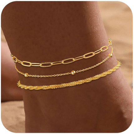 Personalized Trend Design Popular Heart-shaped Satellite Adjustable Anklet Suit