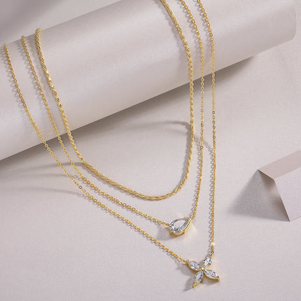 Peervormige Inlegsel Van Topgehalte Moissanite, Luuks En Modieus, Minimalistiese Tendens Juweliersware, Silwer Hanger Halssnoer, Kraagketting, S925 Silwer Ge-elektroplateer Met Goud