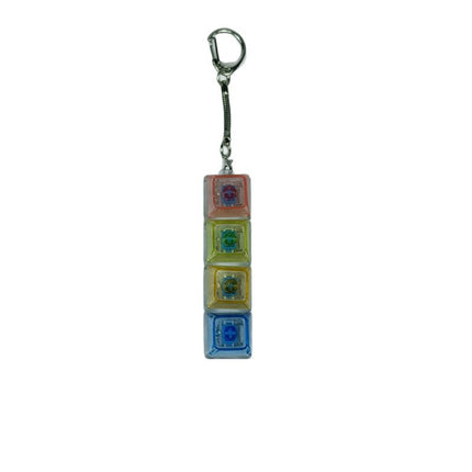 4 Sleutels Meganiese Sleutelbord Elektroniese Liggende Deursigtige Kristal Hoogte Drukvermindering Vingerknoppie Anti-Stres Sleutelknop Speelding Skooltassleutelhanger Dekompressie Klikker Gadget Geskenk