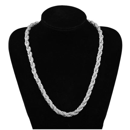 Europese En Amerikaanse Hip-Hop Manshalssnoer 10mm Legering Gevlegde Ketting Met Diamante