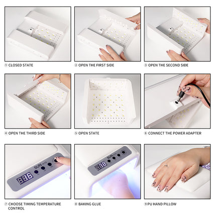 UV Led Naellamp vir Gel Naellak Vasklem Naels Uitharding, Groot UV Naellamp Uitharding Naeldroër Met Naelarmrus vir Naelkuns Naeltegnikus Salongebruik