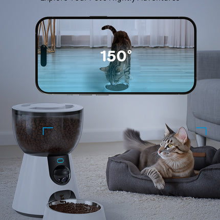 Automatic Cat Feeder With Camera, 1080P HD Video, Night Vision, 5G WiFi, 2-Way Audio, 10s Voice Recorder, Low Food & Blockage
