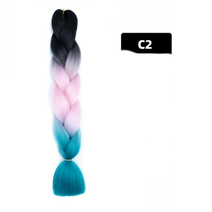 Color Big Braid African Chemical Fiber High Temperature Silk Wig Gradient