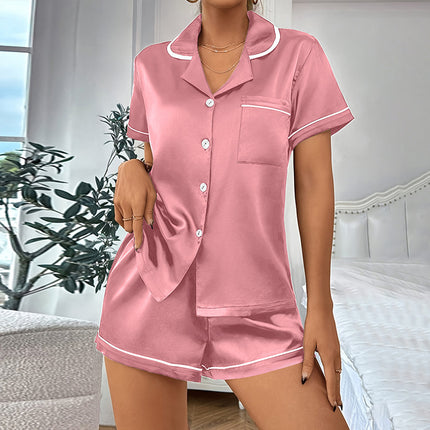 Casual Pajamas Women's Artificial Silk Soft Double Short Lapel