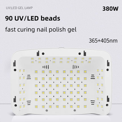 380W Professional Nail Dryer 90 Leds Nail Dryer UV Lamp For Curing All Gel Nail Polish Motion Sensing Manicure Pedicure
