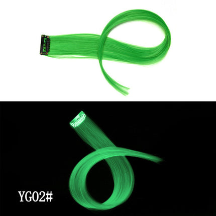 Luminescent selfdoen-knip-in-hare Luminesente haarstuk Haarspoorloos 50 CM Reënboogkleur
