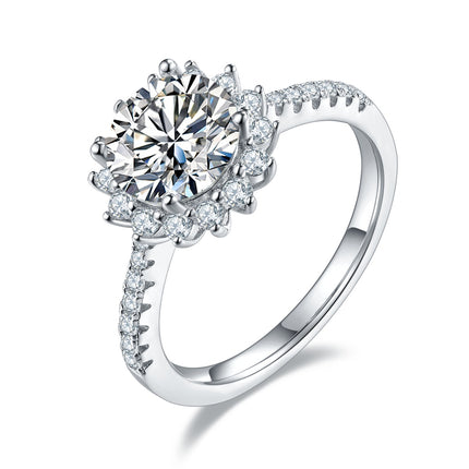 ’n Luukse en Modieuse Ligte Luukse Juweliersware S925 Platina-geplateerde Silwer Ringstel van 2 karaat met Topgehalte Moissanite