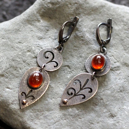 Vintage Distressed Alloy Carved Metal Personality Earrings