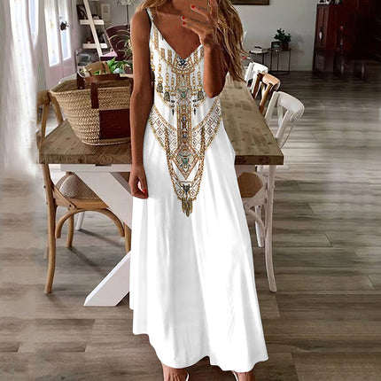 Summer Casual Printed Camisole Long Dress