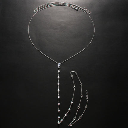 Nuwe Elegante Krale Rugketting Vroue Trou Bruids Strass Rugversiering