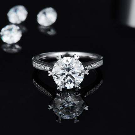 'n 3-karaat Luukse en Modieuse Ligluukse Juweliersware Silwerring Stel Met Topgehalte Moissanite, S925 Silwer Geplateer Met Platinum