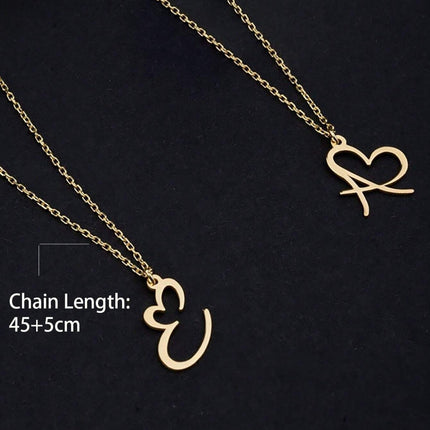 Minimalist Personalized Stainless Steel Gold-Plated Heart And Letter Necklace