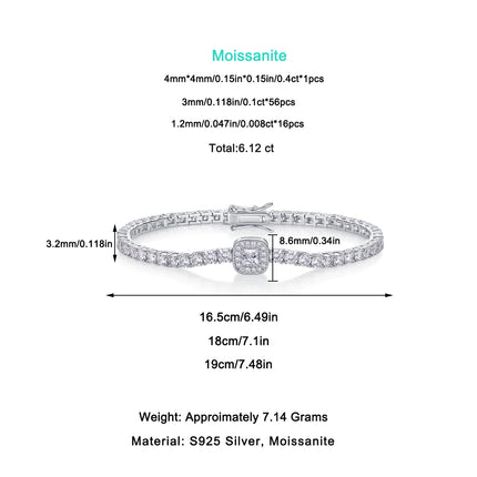 Versier Met Topgehalte Moissanite, Is Hierdie Luukse En Modieuse Ligte Luukse Juweliersware Silwer Armband Gemaak Van S925 Silwer Geëlektroneer Met Platinum