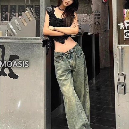 High Waist Loose Drooping Mop Slimming And Straight Long Pants